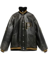 Prada - Leather Bomber Jacket - Lyst