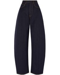 Alaïa - Denim High-Rise Barrel-Leg Jeans - Lyst