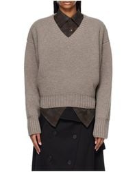 Rohe - Sculptural V-Neck Knitted Sweater - Lyst
