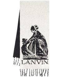 Lanvin - Logo Printed Fringed Edge Scarf - Lyst