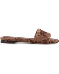 Fendi - Sunshine Logo-Embroidered Velvet Flat Sandals - Lyst
