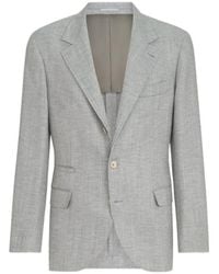 Brunello Cucinelli - Wool, Alpaca And Silk Chevron Deconstructed Blazer - Lyst