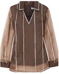 Wales Bonner - V-Neck Stud-Embellished Blouse - Lyst