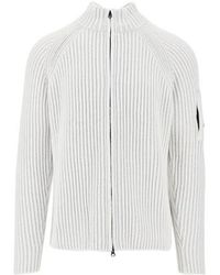 C.P. Company - Ribbed-Knit Lens-Detail Cardigan - Lyst