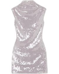 16Arlington - Sequined Stretchable Chiffon Mini Dress - Lyst