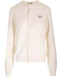 COMME DES GARÇONS PLAY - Comme Des Garçons Play Logo Patch Knitted Cardigan - Lyst