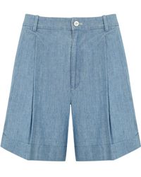 Polo Ralph Lauren - Pleated Chambray Shorts - Lyst