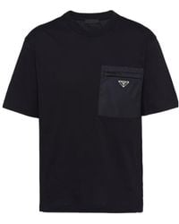 Prada - Cotton And Re-Nylon Pocket T-Shirt - Lyst