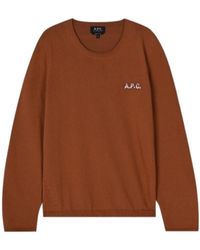 A.P.C. - Logo Embroidered Knit Jumper - Lyst