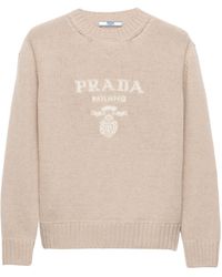 Prada - Cashmere And Wool Logo Crew-Neck Sweater - Lyst