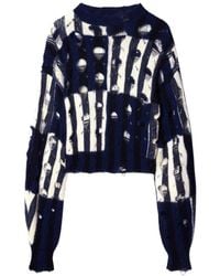 Off-White c/o Virgil Abloh - Shibori Distressed Crewneck Long-Sleeved Jumper - Lyst
