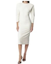ANDAMANE - Midi Dress With Rounded Shoulders - Lyst