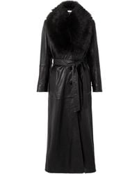 Nour Hammour - Dakota Belted Shearling-Trimmed Leather Coat - Lyst