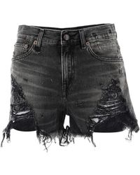 R13 - Distressed High-Waist Denim Shorts - Lyst