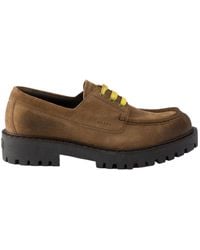 Prada - Logo-Detailed Lace-Up Moccasins - Lyst