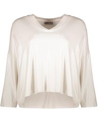 Herno - Neutral Cropped Blouse With Long Sleeves - Lyst