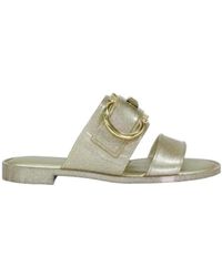 Ferragamo - Logo Buckle Flip-Flops - Lyst