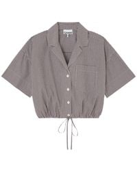 Ganni - Check Cropped Shirt - Lyst