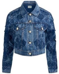 Alice + Olivia - Chloe Laser-Cut Denim Jacket - Lyst
