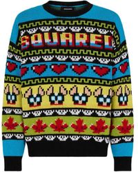 DSquared² - Jacquard Crewneck Knitted Jumper - Lyst