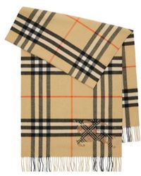 Burberry - Wide Cross Stitch Ekd Check Fringed Scarf - Lyst