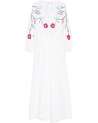 forte_forte - Floral-Embroidered Cotton Maxi Dress - Lyst