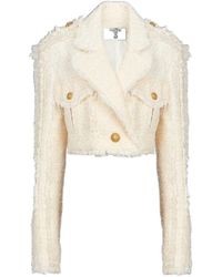 Balmain - Short Fringed Tweed Jacket - Lyst