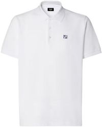 Fendi - Logo Embroidered Short-Sleeve Polo Shirt - Lyst
