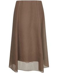 Brunello Cucinelli - Silk Midi Skirt - Lyst