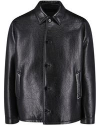 Prada - Nappa Leather Caban Jacket Clothing - Lyst