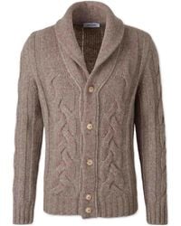 Gran Sasso - Cable Knit Shawl Collar Cardigan - Lyst