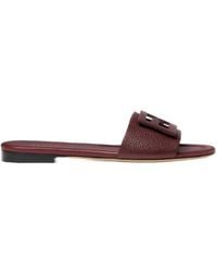 Fendi - Baguette Burgundy Leather Slides - Lyst