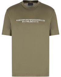 Emporio Armani - Logo-Embroidered Crew-Neck T-Shirt - Lyst