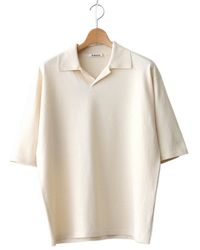 AURALEE - High Gauge Tussah Satin Knit Skipper Polo Shirt - Lyst