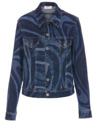 PUCCI - Pucci Swirl-Printed Button-Up Denim Jacket - Lyst