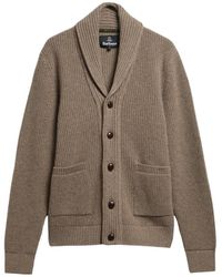 Barbour - Shawl-Collar Elbow-Patch Cardigan - Lyst