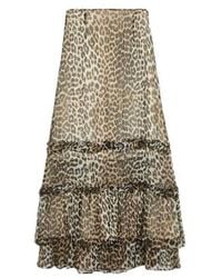 Ganni - High-Waisted Long Leopard-Print A-Line Skirt - Lyst