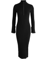 Moncler - Logo Ribbed-Knit Midi Dress - Lyst