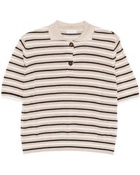 Brunello Cucinelli - Striped Knit Polo Top - Lyst