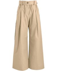 Moncler - Wide-Leg Cotton-Blend Poplin Trousers - Lyst