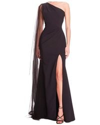Marchesa - One-Shoulder Cape Gown - Lyst