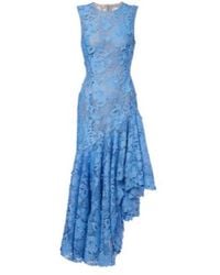 Oscar de la Renta - Asymmetric Floral Embroidered Cocktail Dress - Lyst