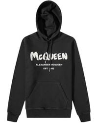 McQueen - Logo Printed Drawstring Hoodie - Lyst