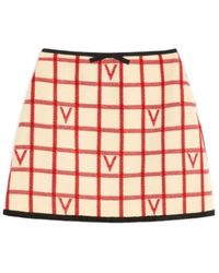 Valentino - Grid-Patterned Bow Detailed Mini Skirt - Lyst