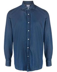 Brunello Cucinelli - Curved Hem Buttoned Denim Shirt - Lyst
