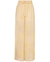 Zimmermann - Acadian Floral-Embroidered Ramie Trousers - Lyst