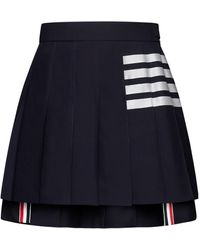 Thom Browne - 4-Bar Striped Pleated Mini Skirt - Lyst