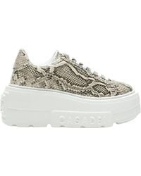 Casadei - Platform Textured Low-Top Sneakers - Lyst