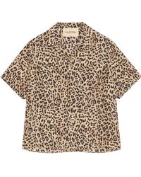 Valentino - Fauve Eclat Animalier Printed Bowling Shirt - Lyst
