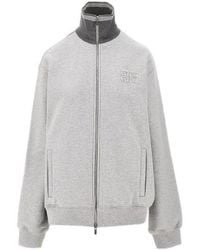 Miu Miu - Long-Sleeved Zip-Up Sweatshirt - Lyst